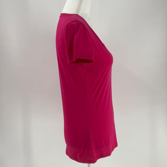 U.S. Polo Assn. Casual Womens Magenta V-Neck T-Shirt Size Small Short Sleeve Top - Picture 4 of 12